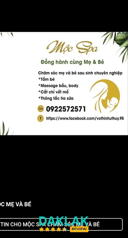 Mộc Spa CHĂM SÓC MẸ VÀ BÉ - chăm sóc da Krông Pắc