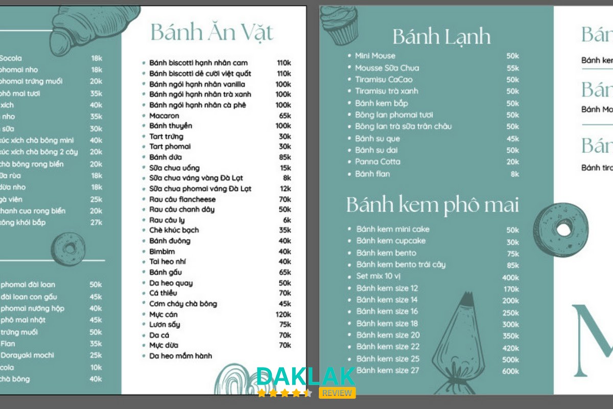 Mẫu bánh tại MIN Bakery BMT