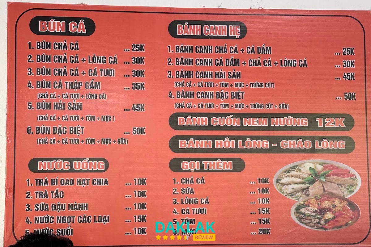 Món ăn tại Quán Tiên Tuy Hòa