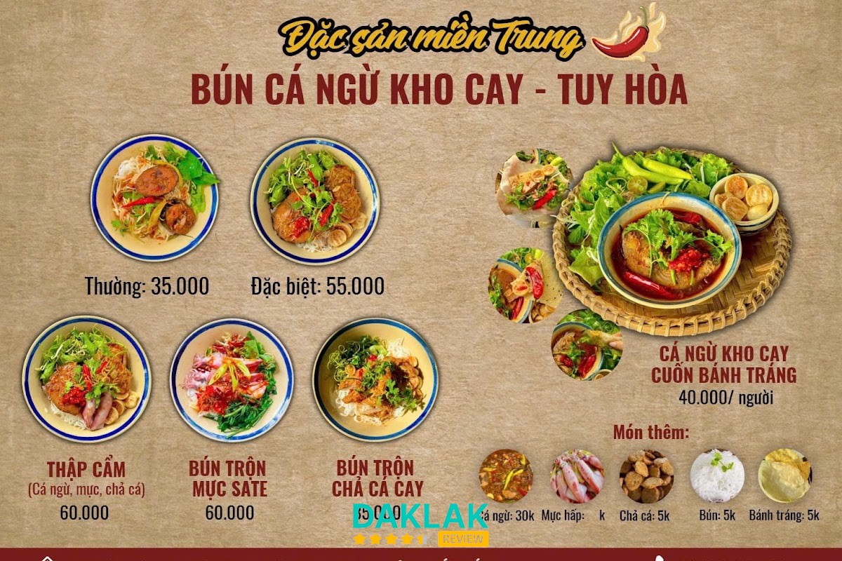 Món bún cá ngừ kho cay Tuy Hòa