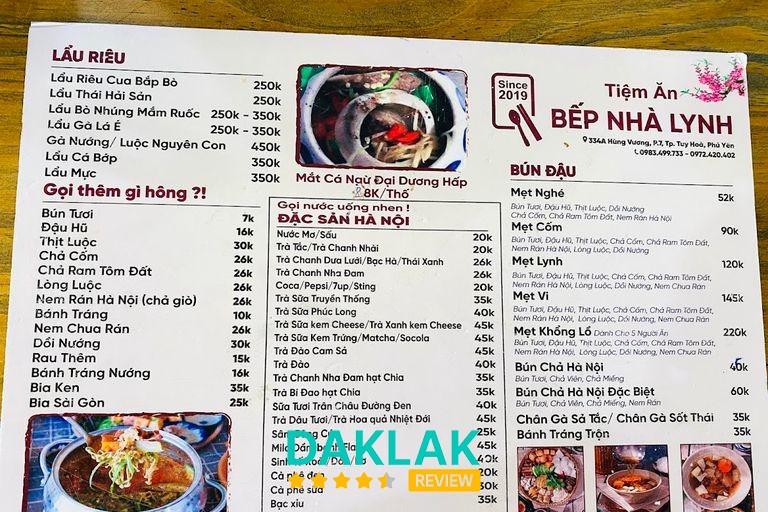 Món ăn tại Bếp Nhà Lynh Tuy Hòa