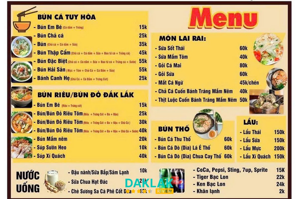 Món bún tại Bún Cá Tuy Hòa