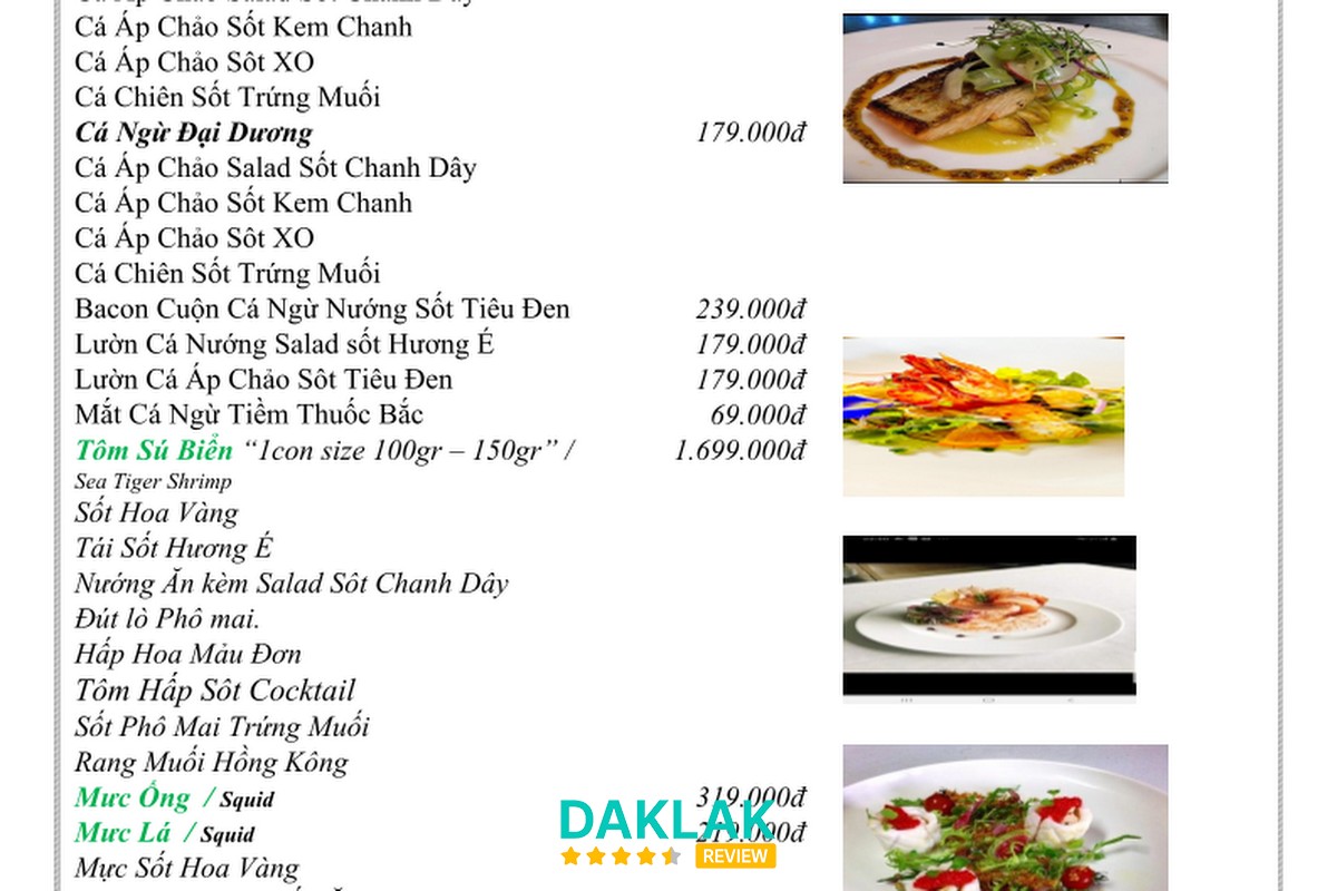 Món ăn tại Nhà Hàng Hoa Vàng Tuy Hòa