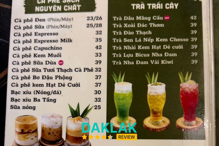 Đồ uống tại Coffee Phố Xanh Tuy Hòa