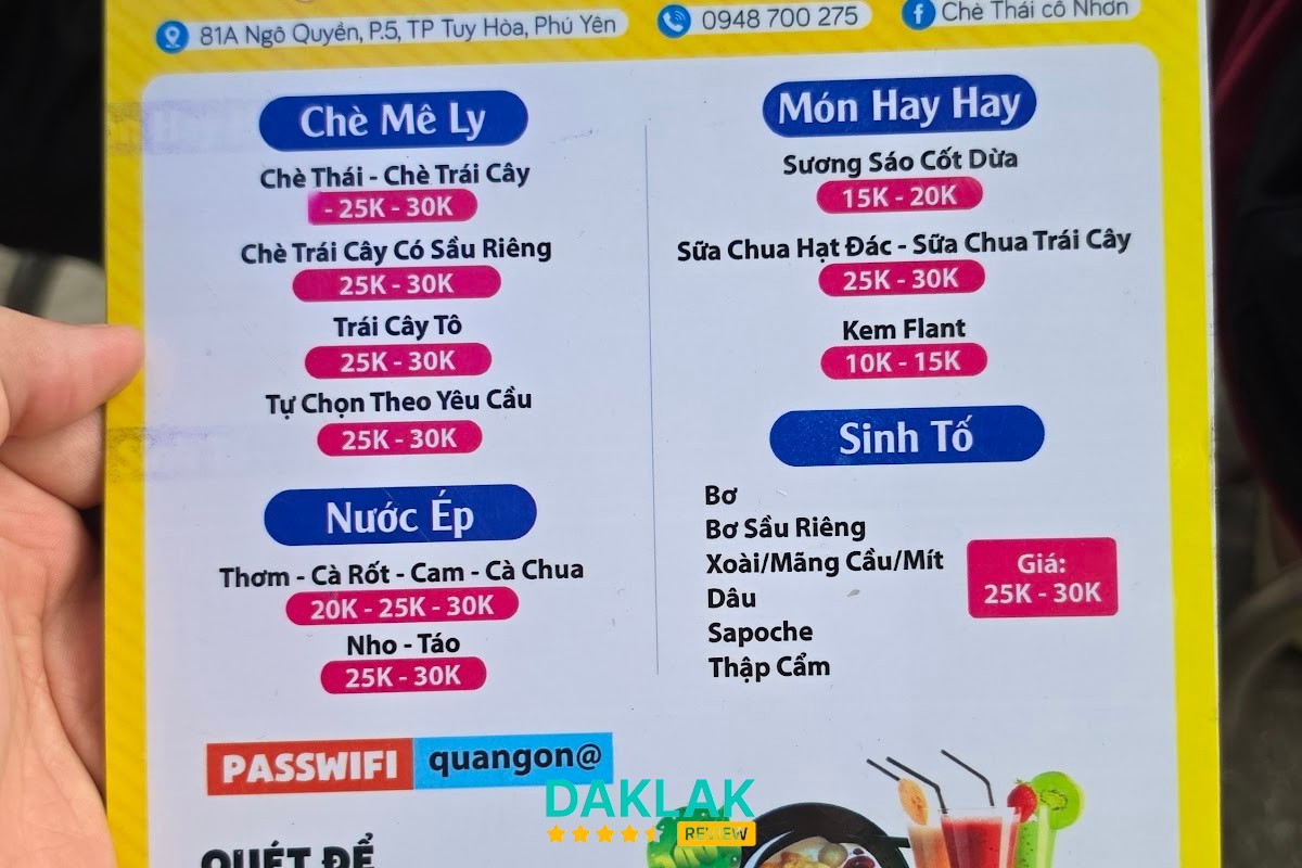 Chè Thái Cô Nhơn Tuy Hòa