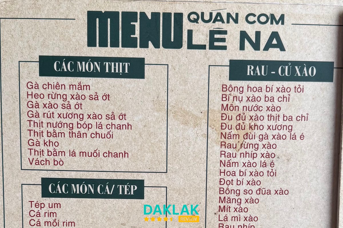 Món Ê Đê tại Quán Lê Na