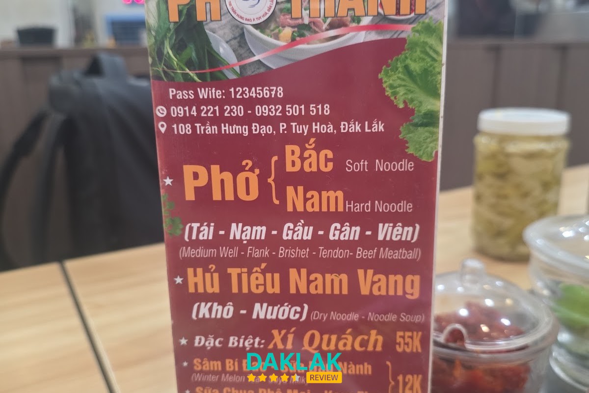 Tô phở tại Phở Thành Tuy Hòa