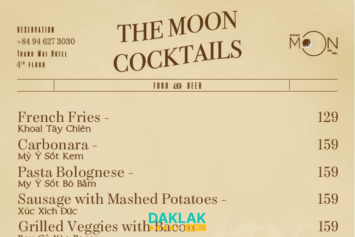 Không gian Moon Bar & Grill