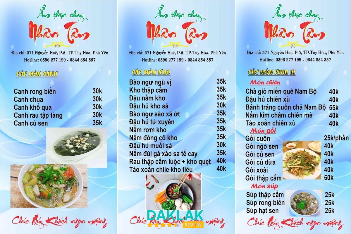 Món ăn chay tại Nhân Tâm Tuy Hòa