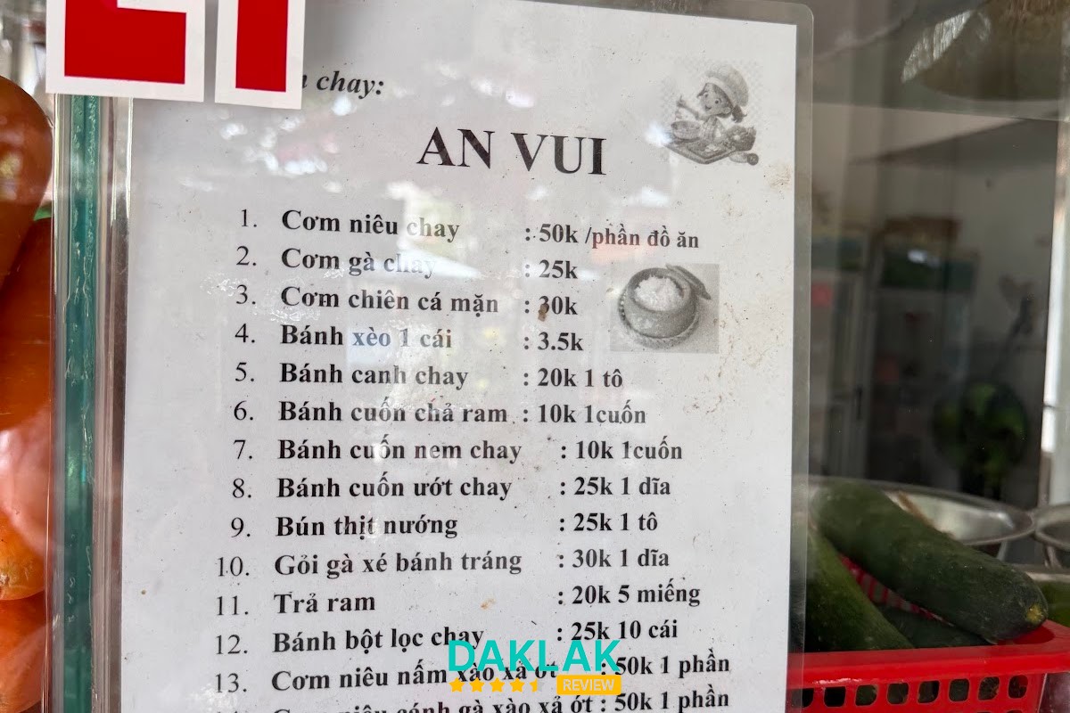 Món ăn tại Quán Chay An Vui