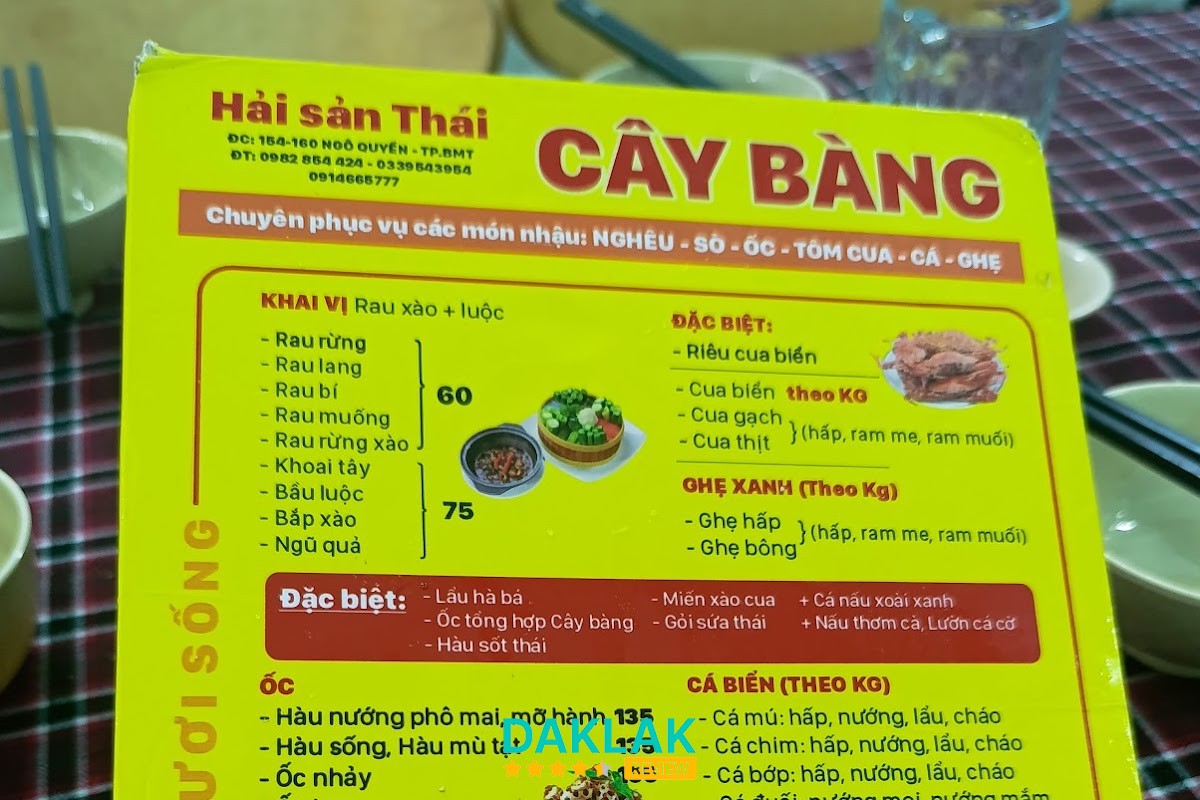 Món ăn tại Quán Cây Bàng