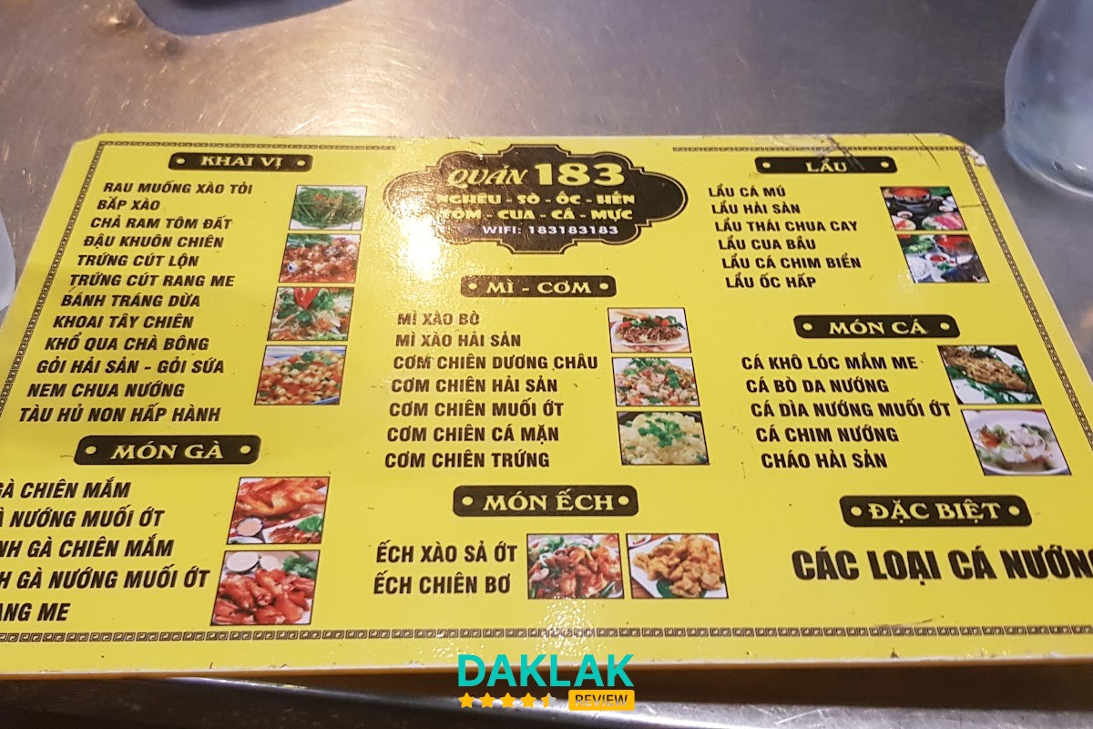 Món hải sản tại Quán 183