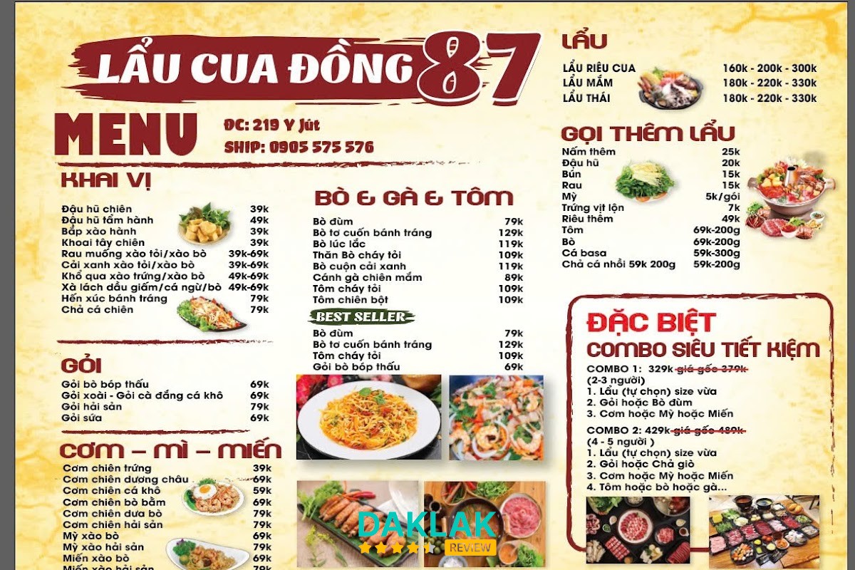Lẩu riêu cua bắp bò tại Lẩu Cua Đồng 87