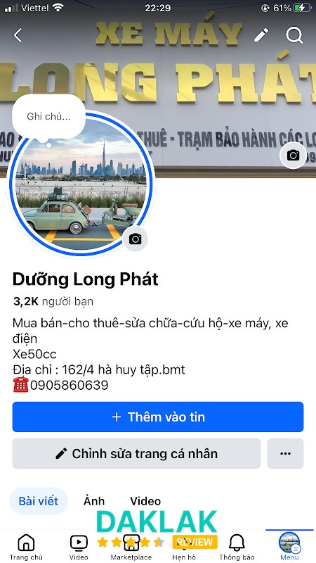 Cửa hàng xe máy Long Phát Hà Huy Tập