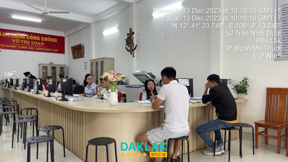 Khu vực làm thủ tục Văn phòng công chứng Võ Thị Loan